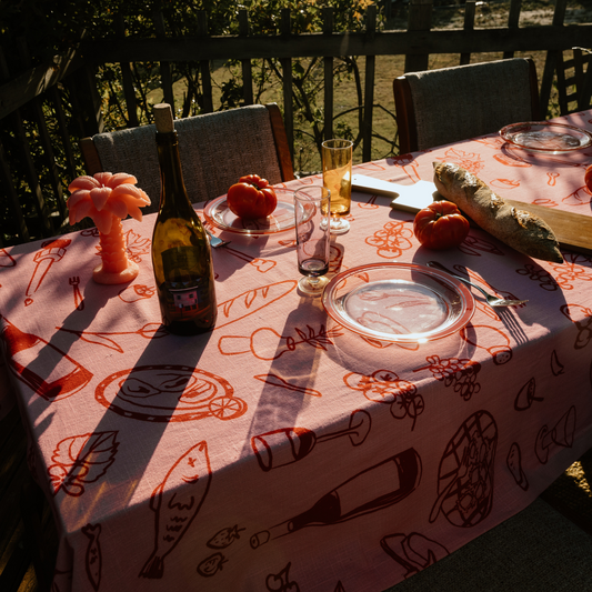 Pink Feast Tablecloth - Dancing Grass