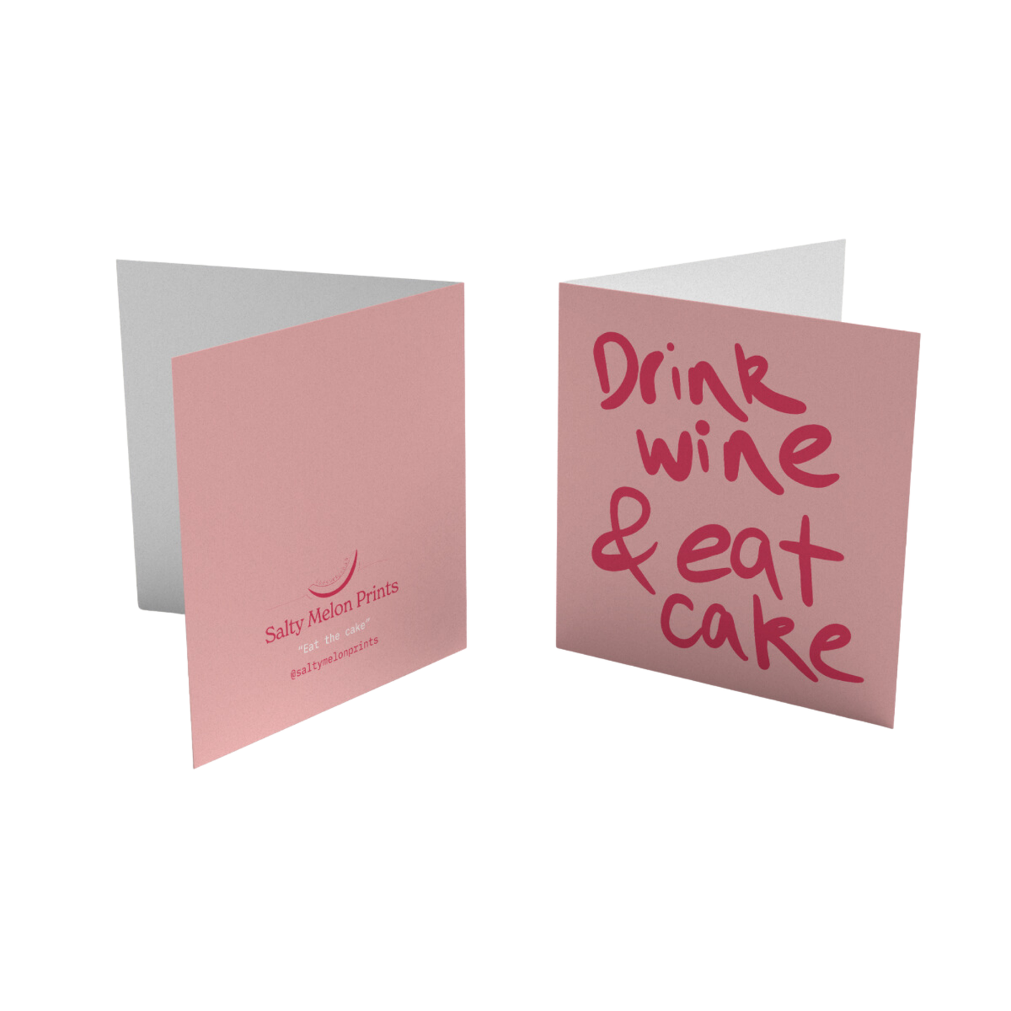 Mini Drink Wine & Eat Cake Greeting Card - Salty Melon Prints