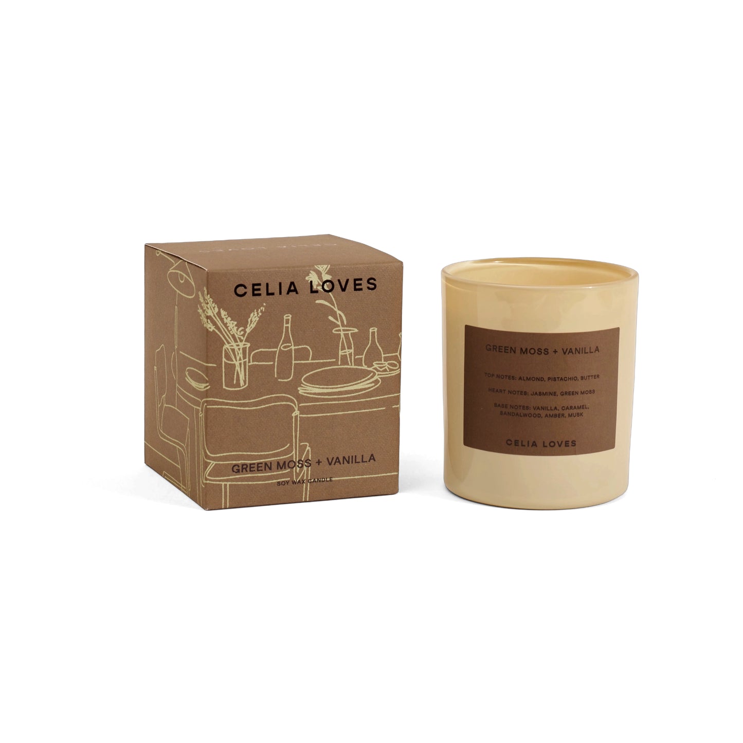 Green Moss & Vanilla Candle 395gms - Celia Loves