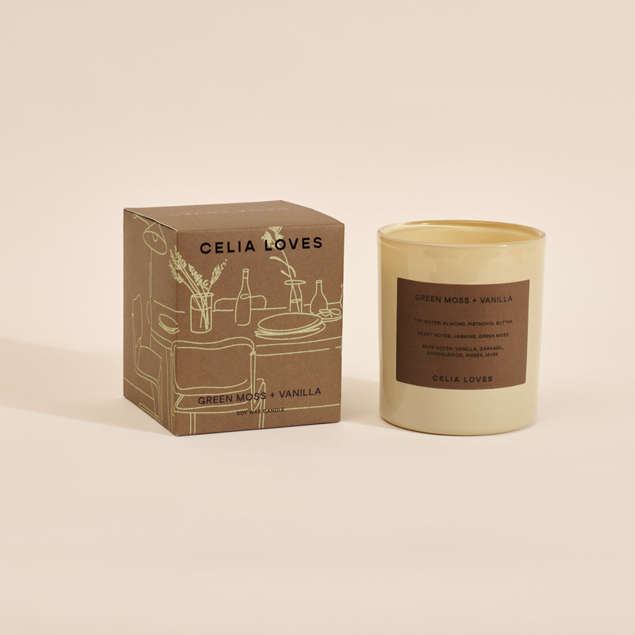 Green Moss & Vanilla Candle 395gms - Celia Loves