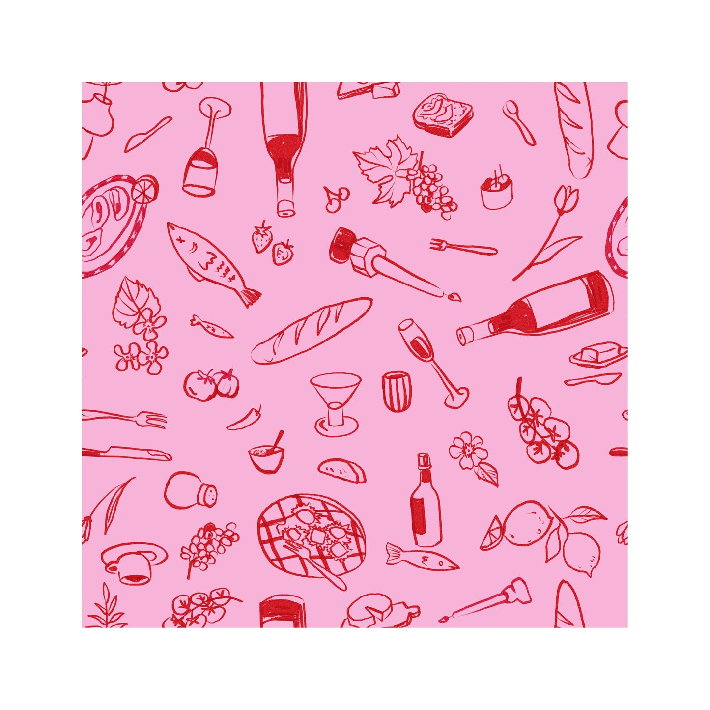 Pink Feast Tablecloth - Dancing Grass