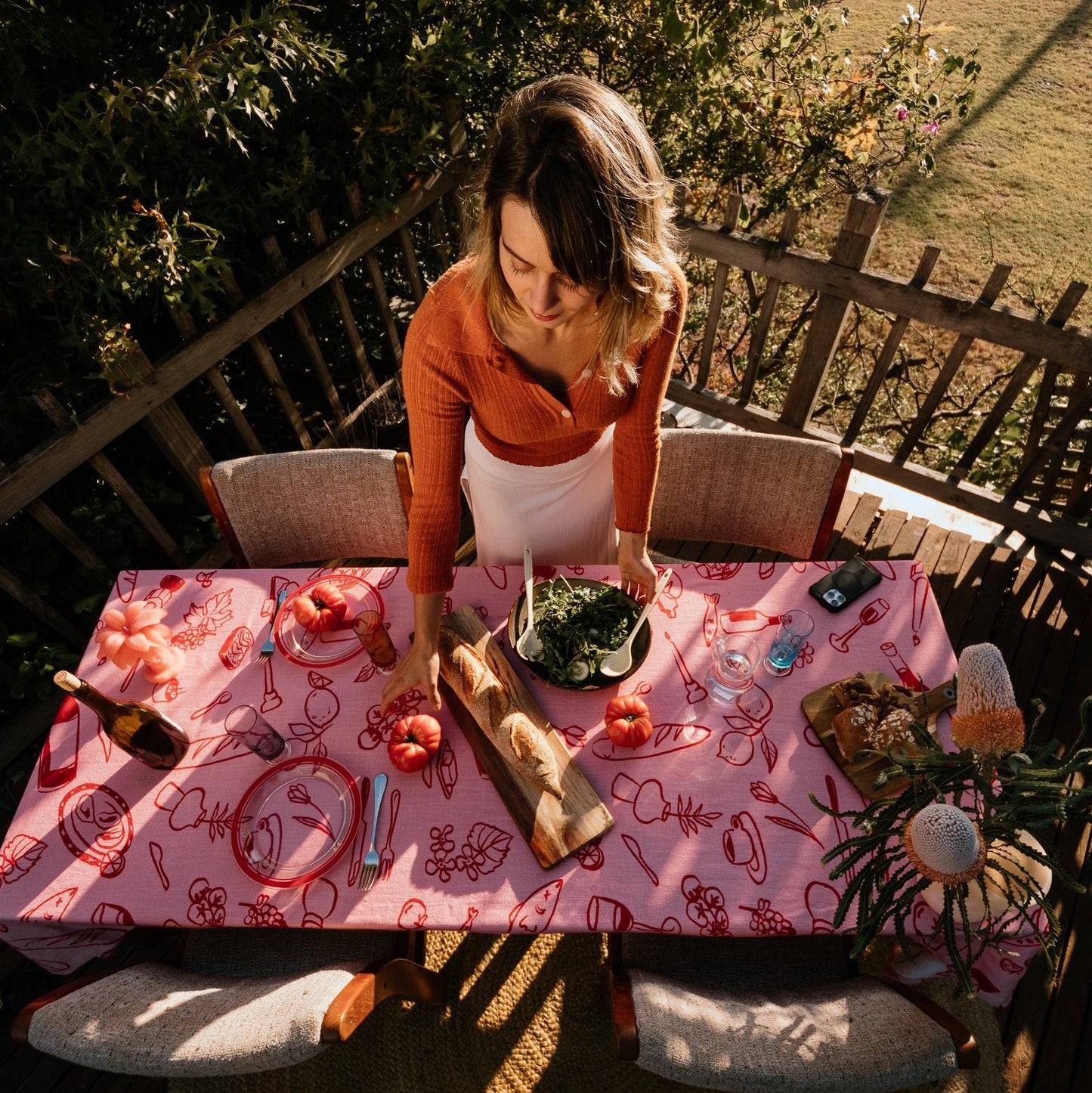 Pink Feast Tablecloth - Dancing Grass