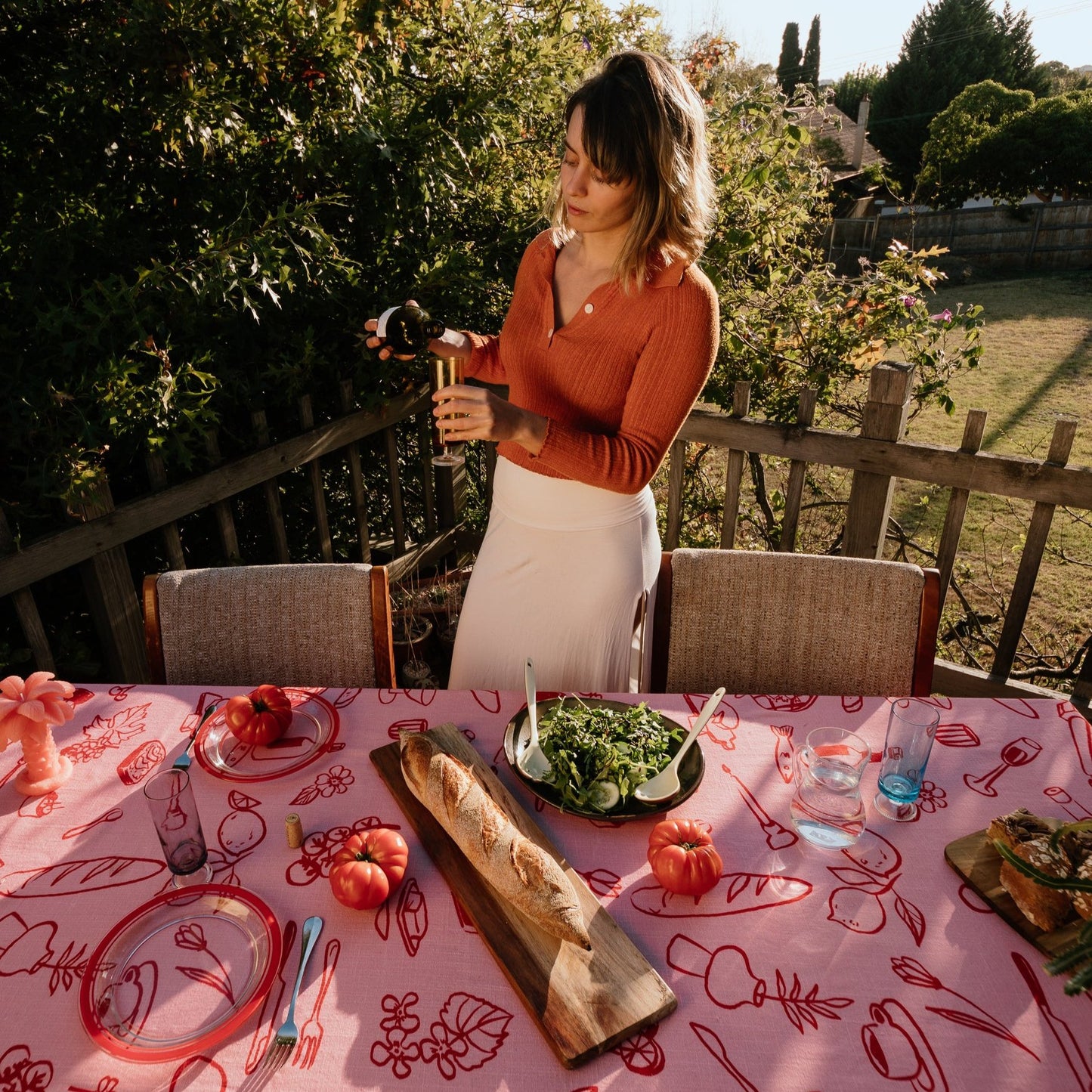 Pink Feast Tablecloth - Dancing Grass