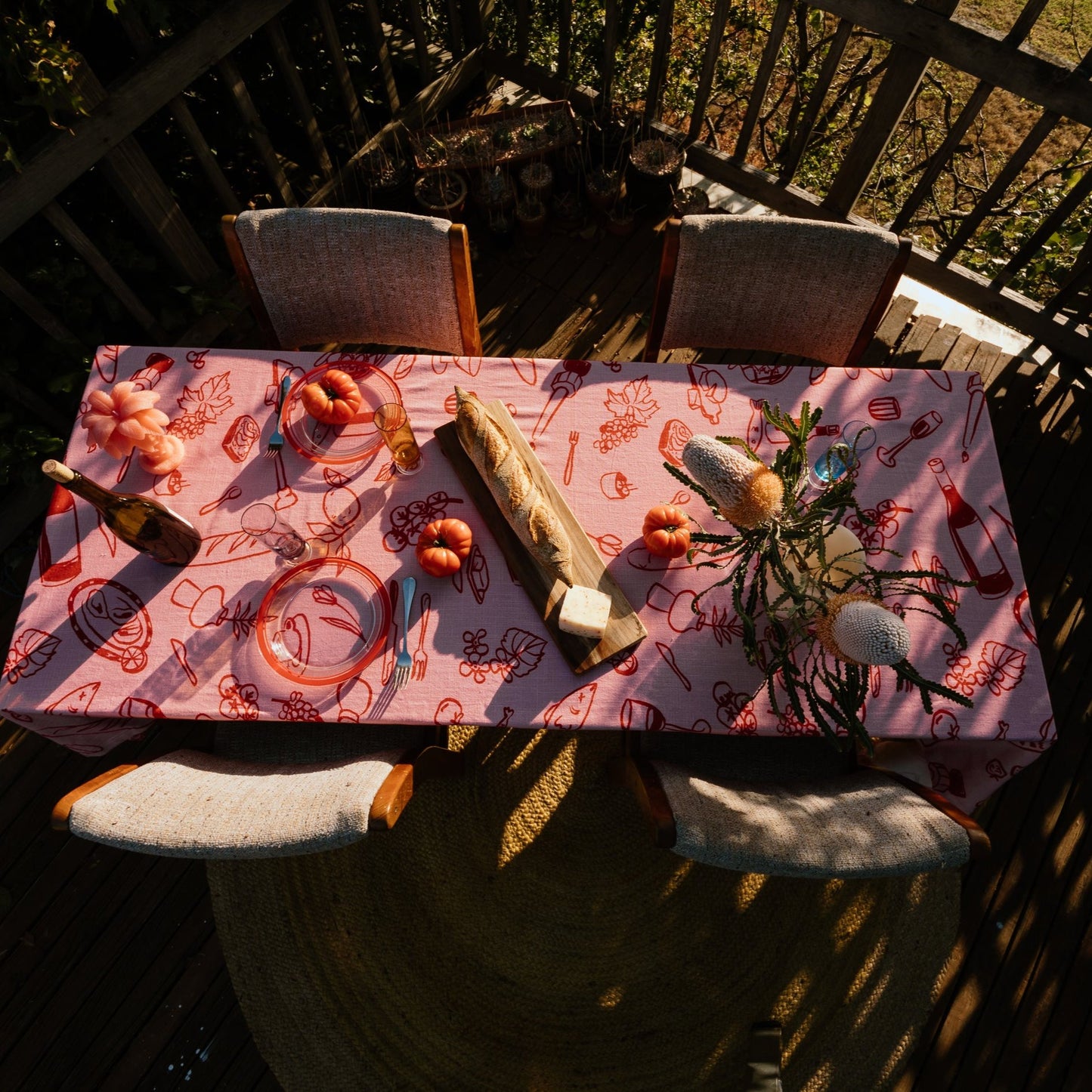 Pink Feast Tablecloth - Dancing Grass