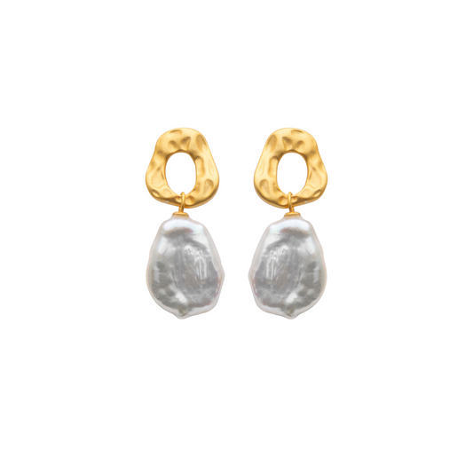 Rockpool Biwa Pearl Earrings - YiSu Design