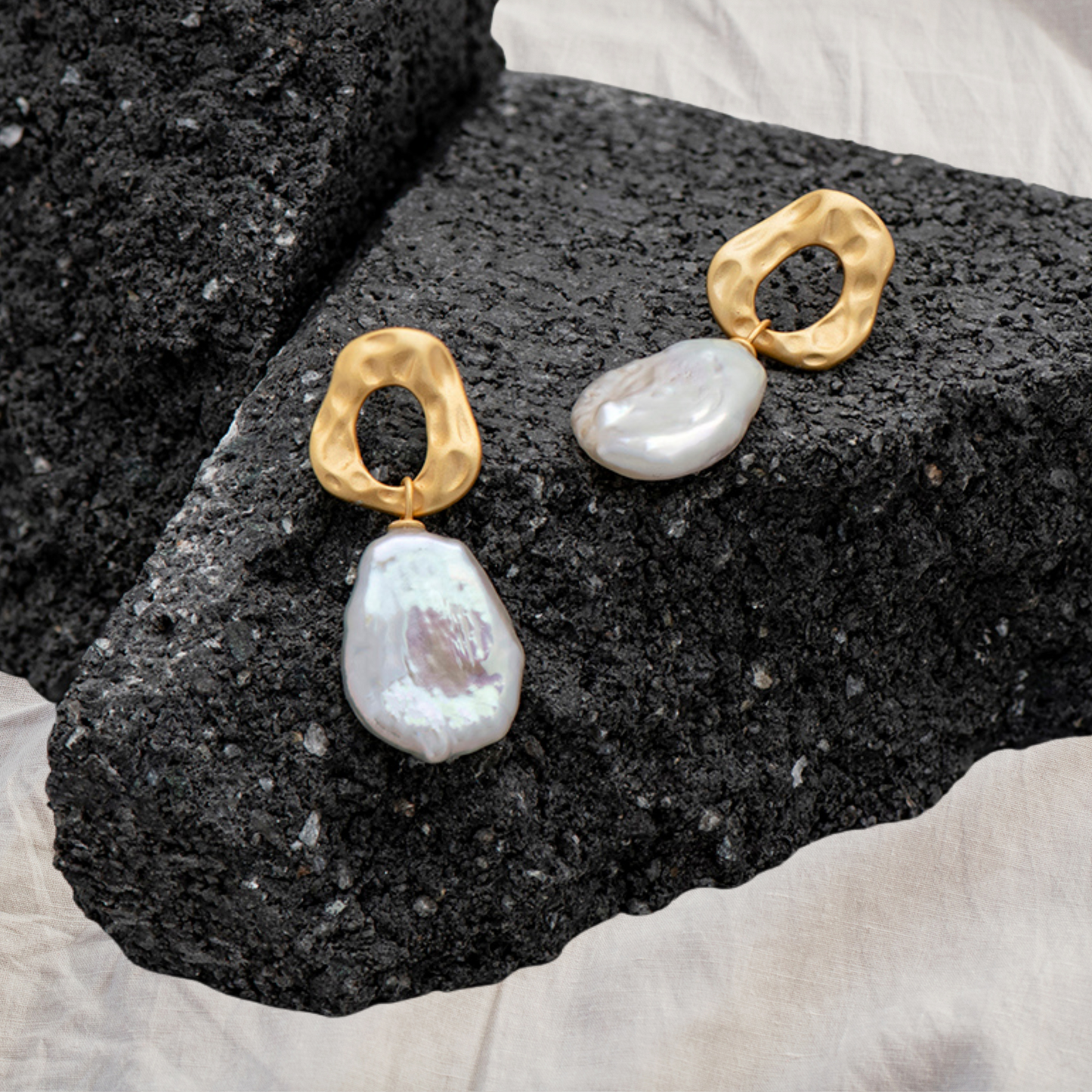 Rockpool Biwa Pearl Earrings - YiSu Design