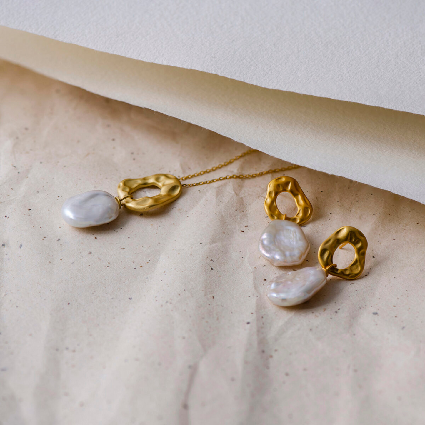 Rockpool Biwa Pearl Earrings - YiSu Design