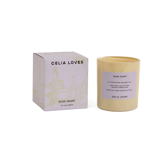 Rose Heart Candle 395gms - Celia Loves