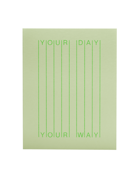 Your Day Your Way Greeting Card: A stylish and versatile card, perfect for any occasion, featuring raised emboss detailing and crafted from FSC-certified stock. The card is blank inside for customisable messages and comes with a chic semi-translucent envelope for an elegant touch